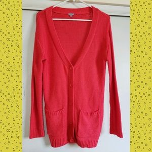 Charlotte Russe coral red button cardigan sweater
